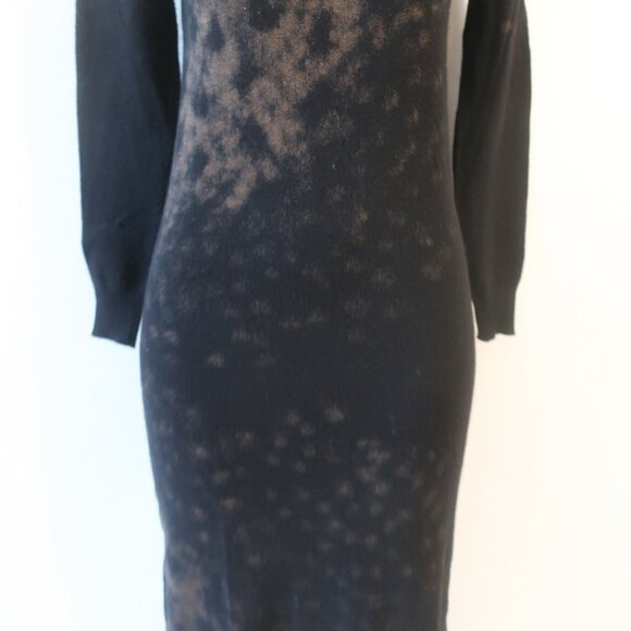 Womens Krizia Maglia Wool Angora Black Brown Tie Dye Midi Sweater Dress 40 US/XS - Picture 4 of 16